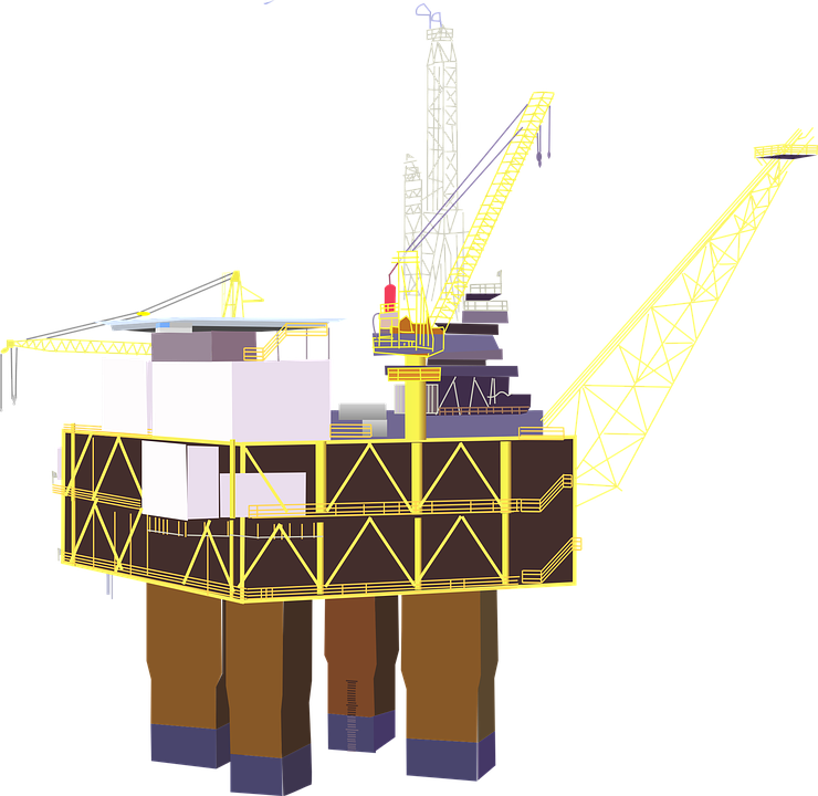 An animated graphic of an oil rig platform