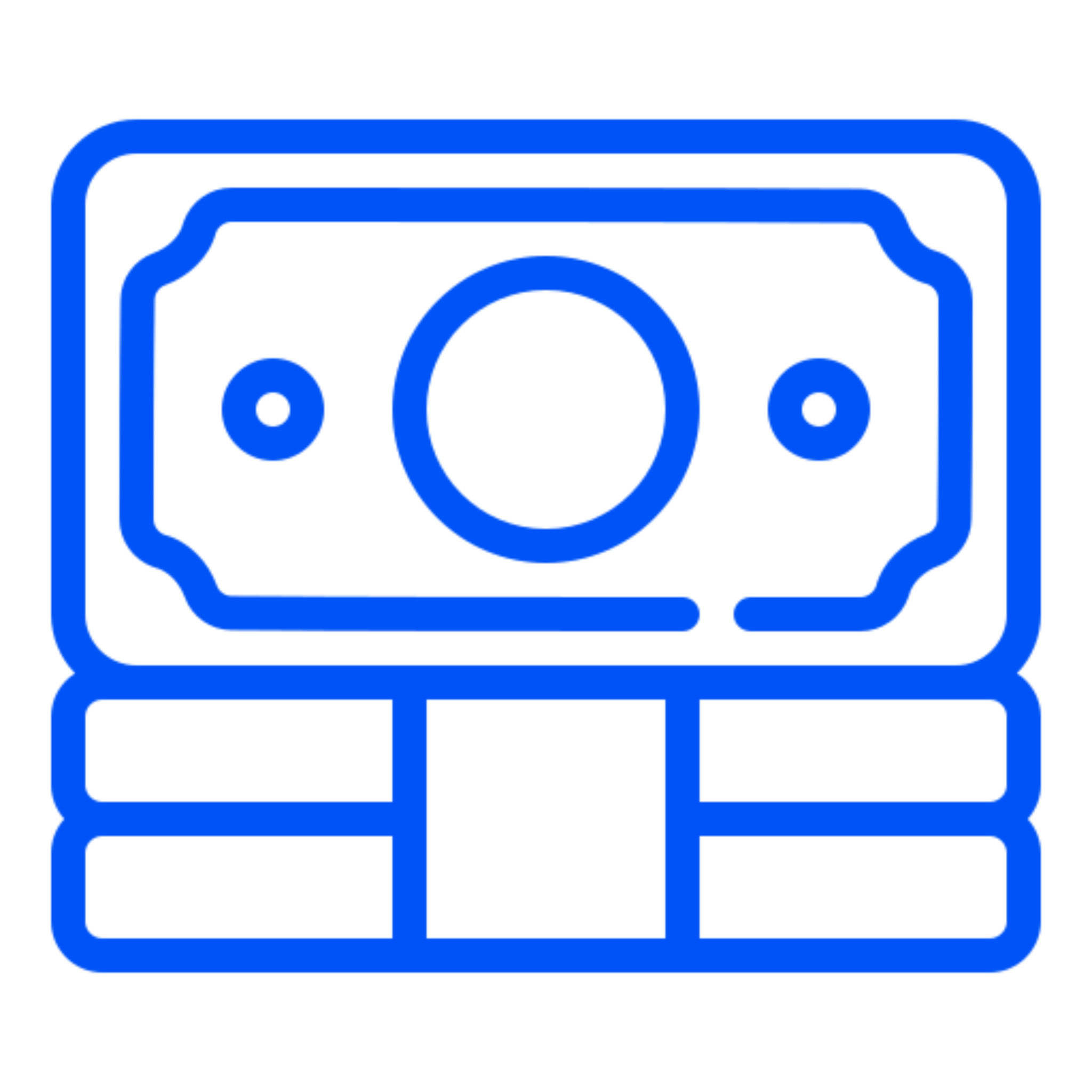 Blue outline of a money stack icon.