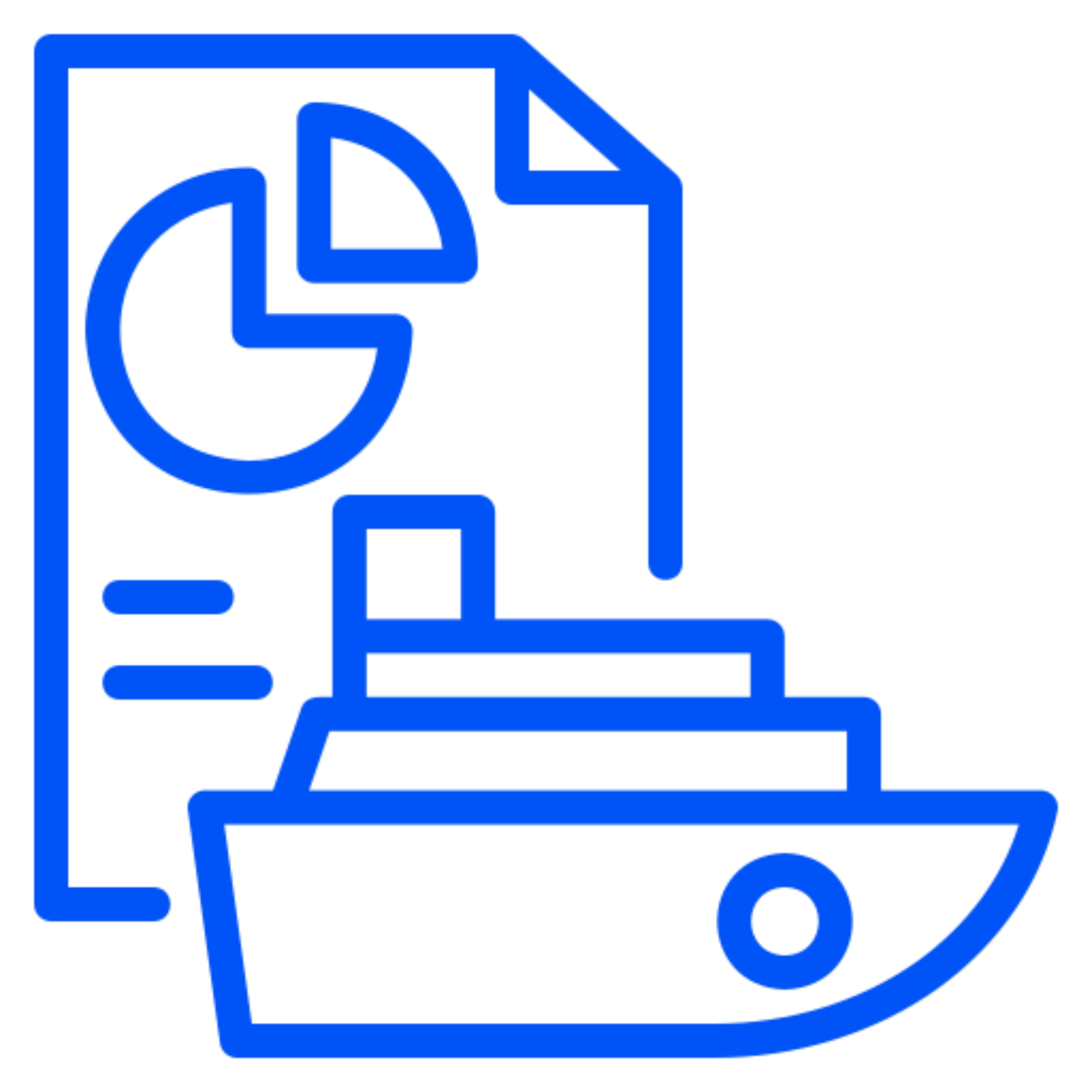 Ship icon with pie chart document.