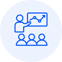 Presentation icon with chart and audience.