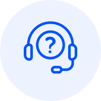 Headset with question mark icon.
